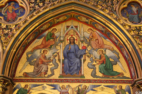 Christ surrounded by angels painted scene at St Chapelle. Paris, France.