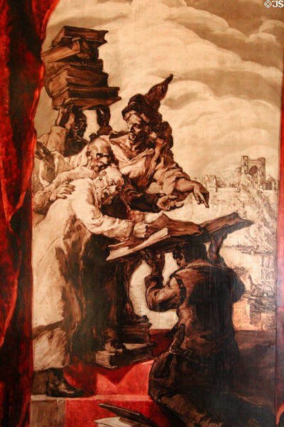 Detail of wall painting of the voyage of Queen of Sheba by José-Maria Sert from ballroom of Wendel Hotel at Carnavalet Museum. Paris, France.
