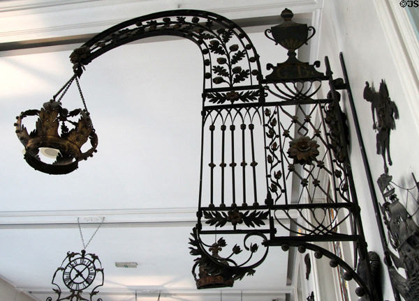Gold crown sign advertising an inn from Bourbon Restoration era (c1814-30) at Carnavalet Museum. Paris, France.
