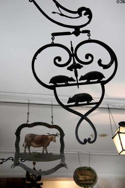 At the Three Rats (18thC) possibly a sign for a cheese merchant at Carnavalet Museum. Paris, France.