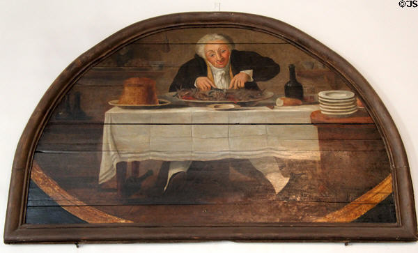 Au Gourmand, Corcellet grocer's sign painted (c1801) by Philibert-Louis Debucourt at Carnavalet Museum. Paris, France.