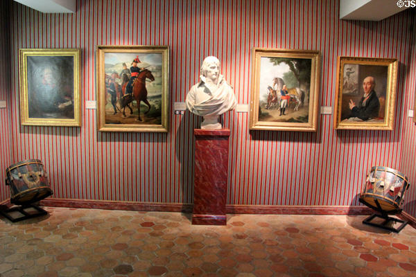 Gallery with items related to wars fought by France during & immediately after Revolution at Carnavalet Museum. Paris, France.