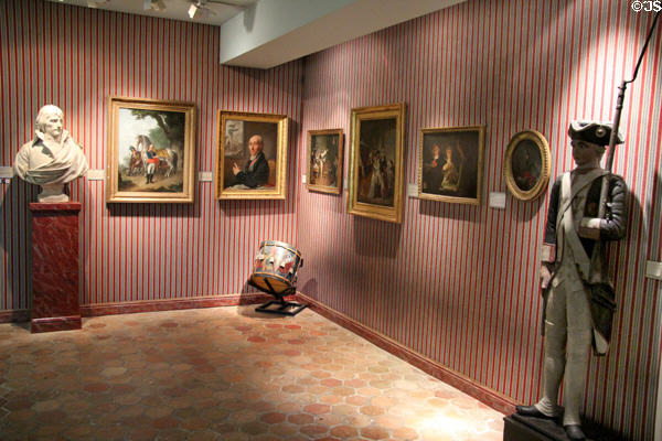 Gallery with items related to wars fought by France during & immediately after Revolution at Carnavalet Museum. Paris, France.
