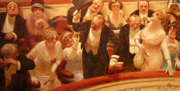 The Latecomers painting (c1914) by Albert Guillaume at Carnavalet Museum. Paris, France.