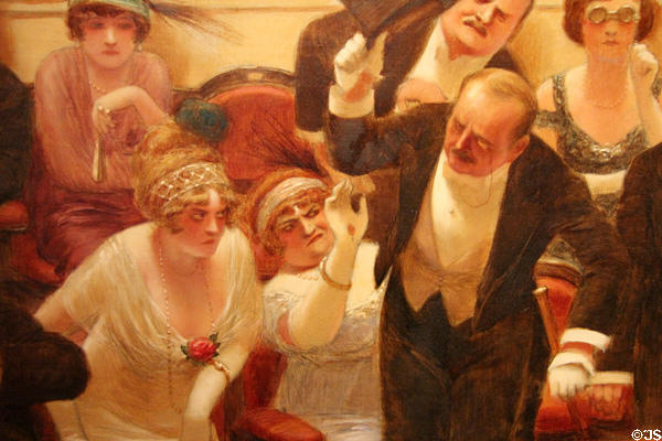 Detail of The Latecomers painting (c1914) by Albert Guillaume at Carnavalet Museum. Paris, France.