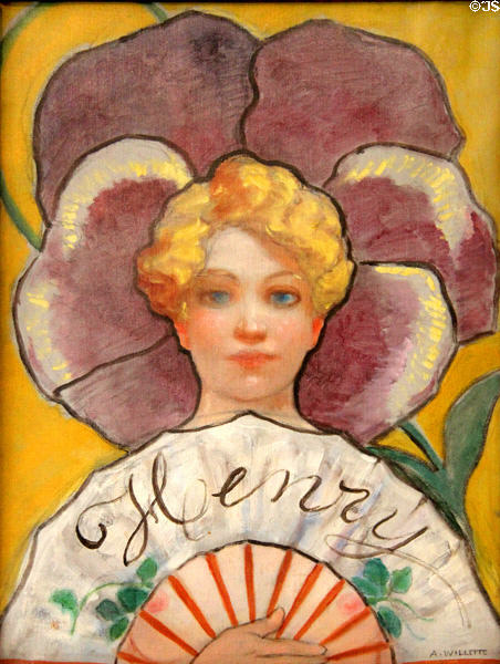 At the Thought painted sign (c1900) for Henry's menswear, glove & perfume shop by Adolphe Willette at Carnavalet Museum. Paris, France.