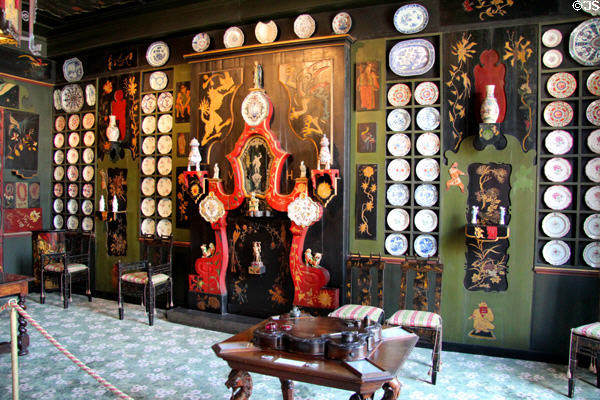 Recreation of Chinese drawing room designed by Victor Hugo for his exile home in Guernsey shared with Juliette Drouet at Maison de Victor Hugo. Paris, France.
