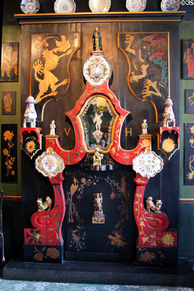 Chinese-style features of drawing room initialed VH at Maison de Victor Hugo. Paris, France.