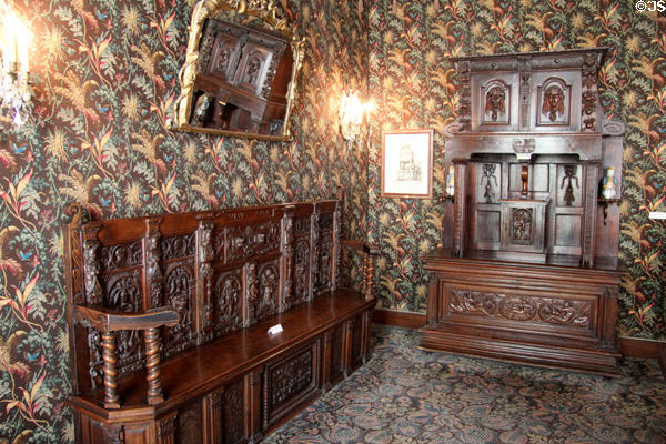 Dining room of Juliette Drouet on Guernsey during Hugo's exile from France recreated at Maison de Victor Hugo. Paris, France.