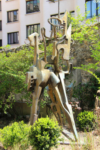 Garden with Ossip Zadkine sculptures at Museum Zadkine. Paris, France.