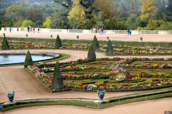 Formal flower garden at Versailles Palace. Versailles, France.