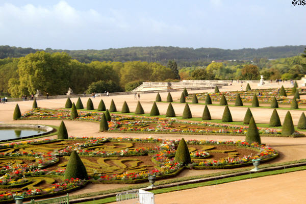 Formal flower garden at Versailles Palace. Versailles, France.