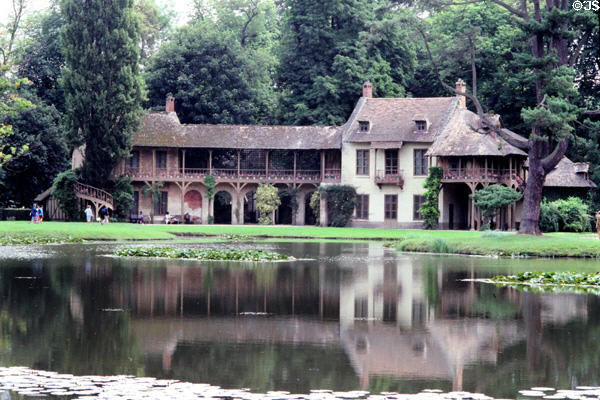 Billiard & Queen's Houses with games rooms & dining room (1783) at Marie Antoinette farm. Versailles, France. Architect: Richard Mique.