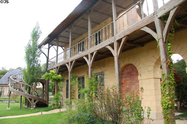 Billiard House with spiral staircase at Marie Antoinette farm. Versailles, France.