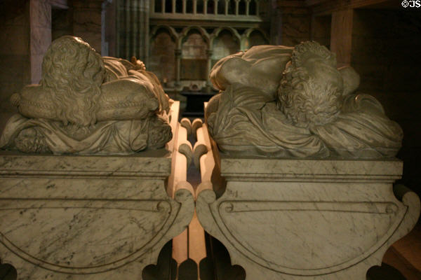 Cadaver tomb, reminder of death, which depicts deceased as a skeleton or even a decomposing body at St-Denis Basilica. St Denis, France.