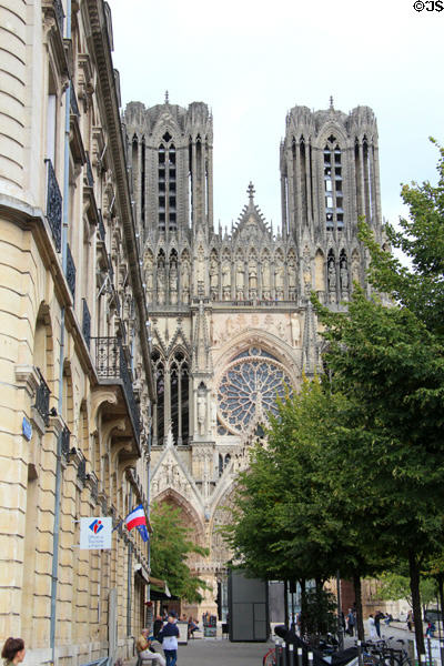 Reims Cathedral aka Cathedral of Our Lady (mostly completed 13thC) coronation place of 25 French Kings from 1223 to 1825. Reims, France. Architect: Jean d'Orbais, Jean-le-Loup, Gaucher of Reims & Bernard de Soisson.