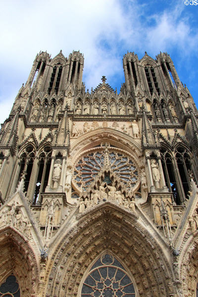 Main facade of Reims Cathedral. Reims, France.