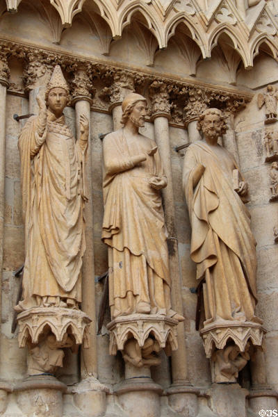 Statuary on facade of Reims Cathedral. Reims, France.