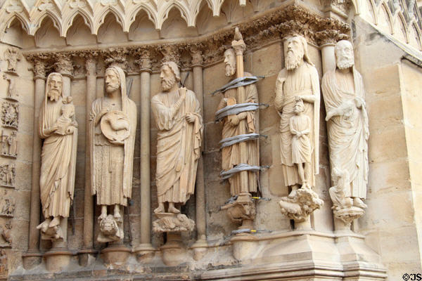 John the Baptist & other saints on facade of Reims Cathedral. Reims, France.