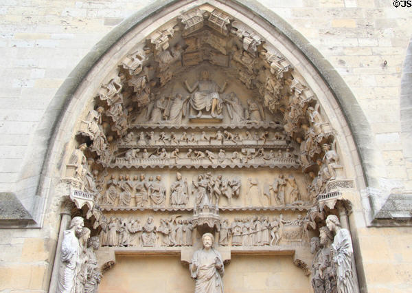 Last Judgment scene on Reims Cathedral. Reims, France.