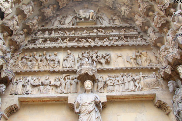 Last Judgment scene on Reims Cathedral. Reims, France.