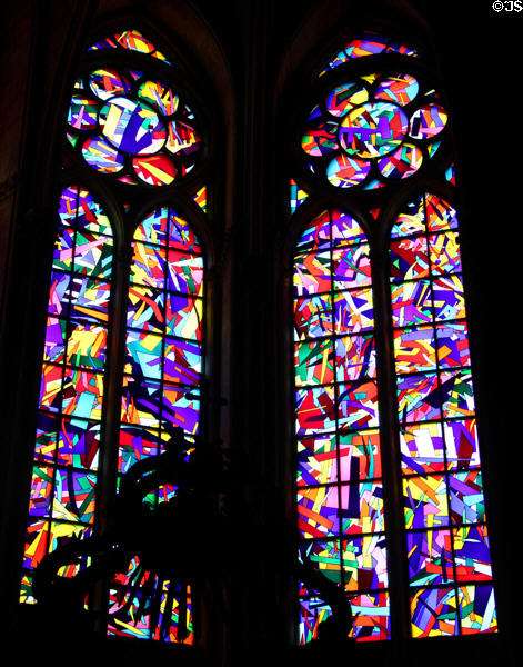 Stained glass windows (2011) by Imi Knoebel for 800th anniversary of Reims Cathedral. Reims, France.