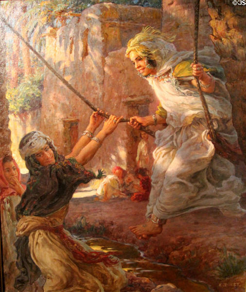 The Swing painting (1890s) by Etienne Dinet at Museum of Fine Arts. Reims, France.