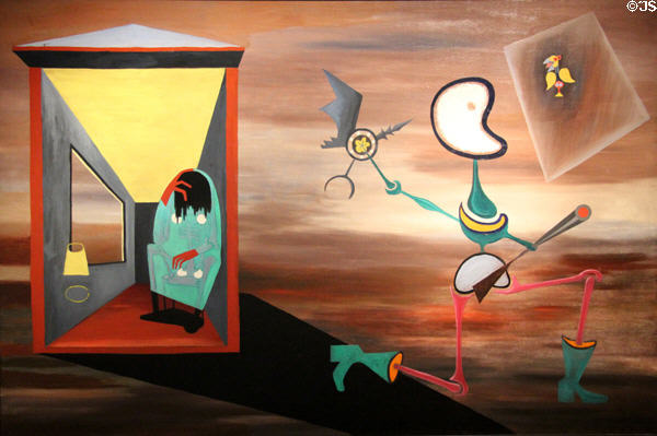 Untitled modern art painting (after 1955) by Maurice Henry at Museum of Fine Arts. Reims, France.