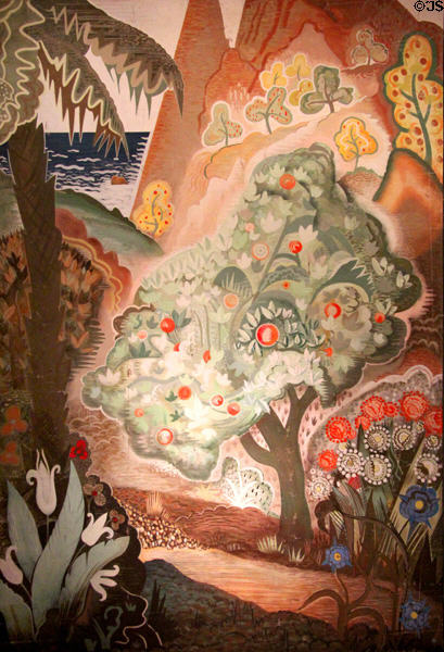 The Imaginary Voyage: The Unknown Island painting (1932) by François-Louis Schmied at Museum of Fine Arts. Reims, France.