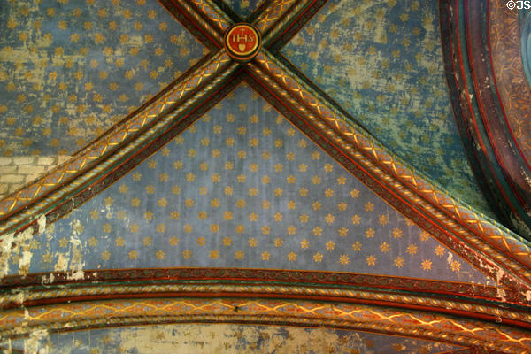 Detail of vaulting in nave of Notre Dame Cathedral. Senlis, France.
