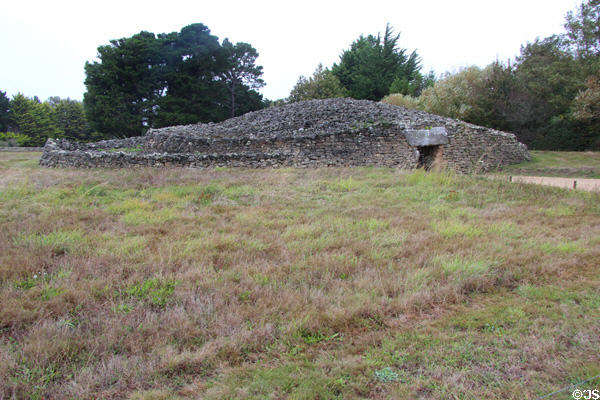 Merchants Table burial chamber (restored c1990) at Locmariaquer Megalithic site. Locmariaquer, France.