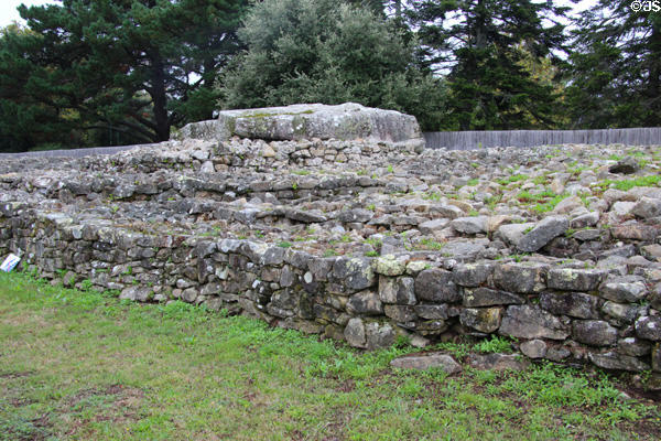 Er-Grah Tumulus (5th millennium BCE), a large funeral monument, at Locmariaquer Megalithic site. Locmariaquer, France.