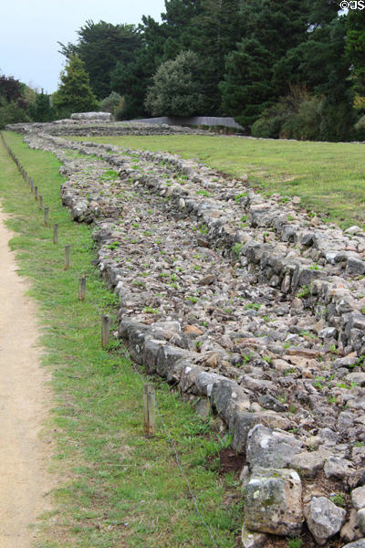 Full length of Er-Grah Tumulus at Locmariaquer Megalithic site. Locmariaquer, France.