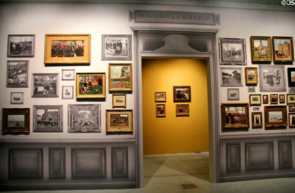 Original paintings by Joseph-Félix Bouchor with black & white replicas of his other works in between at Vannes Museum of Beaux Arts. Vannes, France.