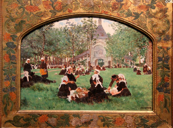 Pilgrimage to Ste Anne D'Auray in Breton dress painting by Joseph-Félix Bouchor at Vannes Museum of Beaux Arts. Vannes, France.