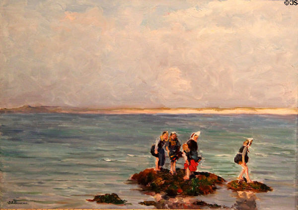 Bigoudènes traditional hairstyle of Brittany painting by Joseph-Félix Bouchor at Vannes Museum of Beaux Arts. Vannes, France.