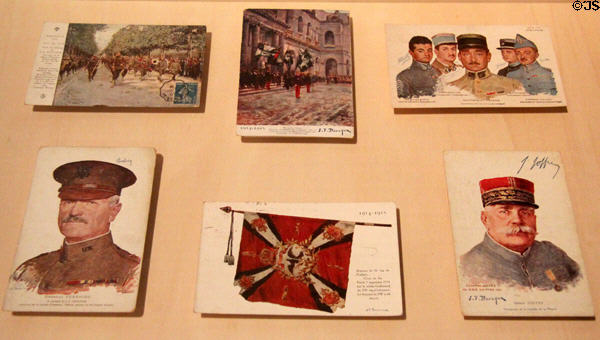 WWI postcards including Generals Pershing & Joffre after paintings by Joseph-Félix Bouchor at Vannes Museum of Beaux Arts. Vannes, France.