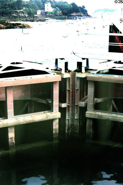 Locks in Barrage de la Rance tidal power dam. France.