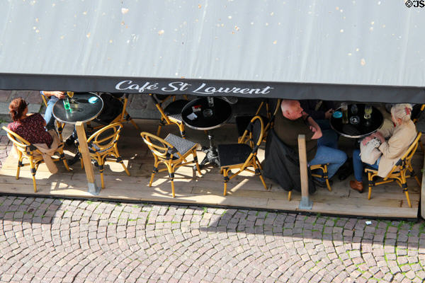 Café seen from ramparts. St Malo, France.