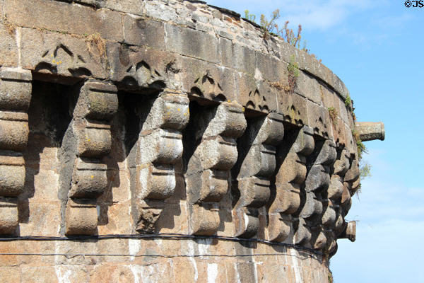 Stone details on Grand Porte gateway. St Malo, France.