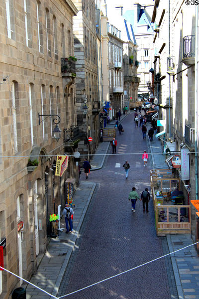 Rue de Dinan seen from ramparts. St Malo, France.