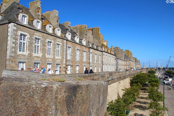 Ramparts along Quai Dinan seen from Bastion Saint-Philippe. St Malo, France.