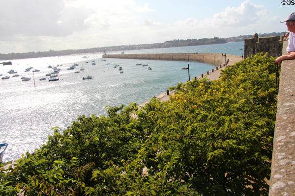 Mole des Noires breakwater seen from Bastion Saint-Philippe. St Malo, France.