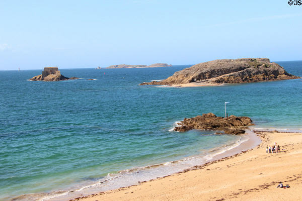 Islands off Plage Bon Secours. St Malo, France.