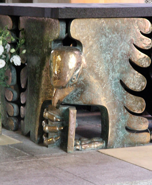 Eagle, representing Evangelist John on high altar inside St Vincent Cathedral. St Malo, France.
