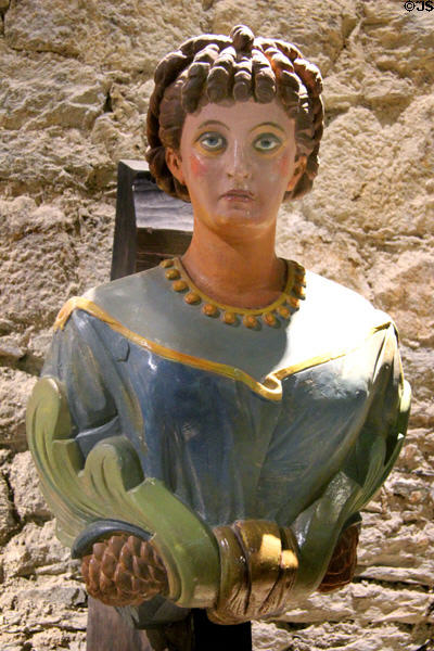 Ship's figurehead of Russian Empress Catherine the Great by Jean-Marie Pate at St Malo Museum. St Malo, France.