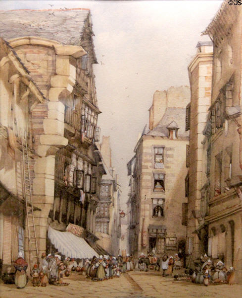 Rue Thévenard of St Malo painting (1846) by F.J. Ford of England at St Malo Museum. St Malo, France.