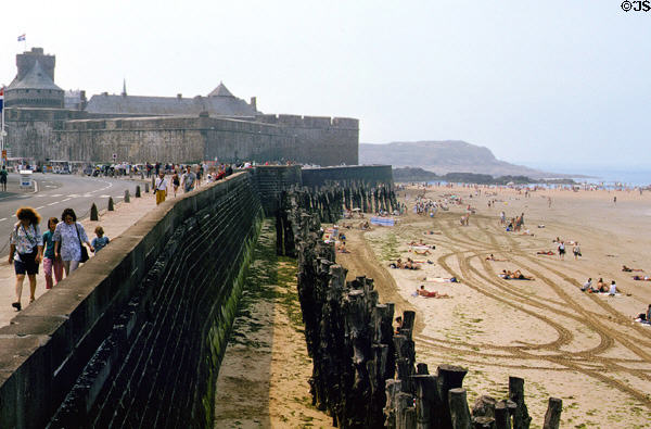 Ramparts & beach. St Malo, France.