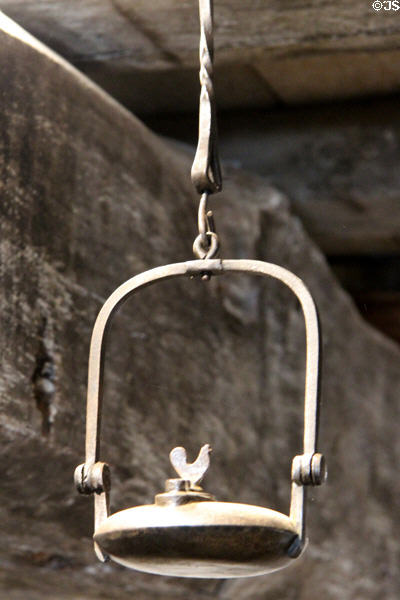 Hanging ship's lantern with chantecler ornament. St Malo, France.