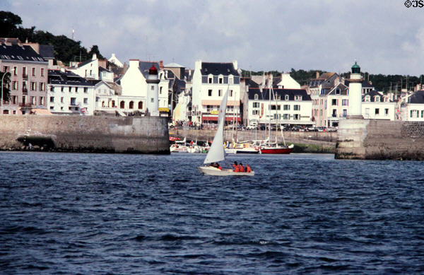 Houses lining waterfront. Belle-Isle-en-Mer, France.